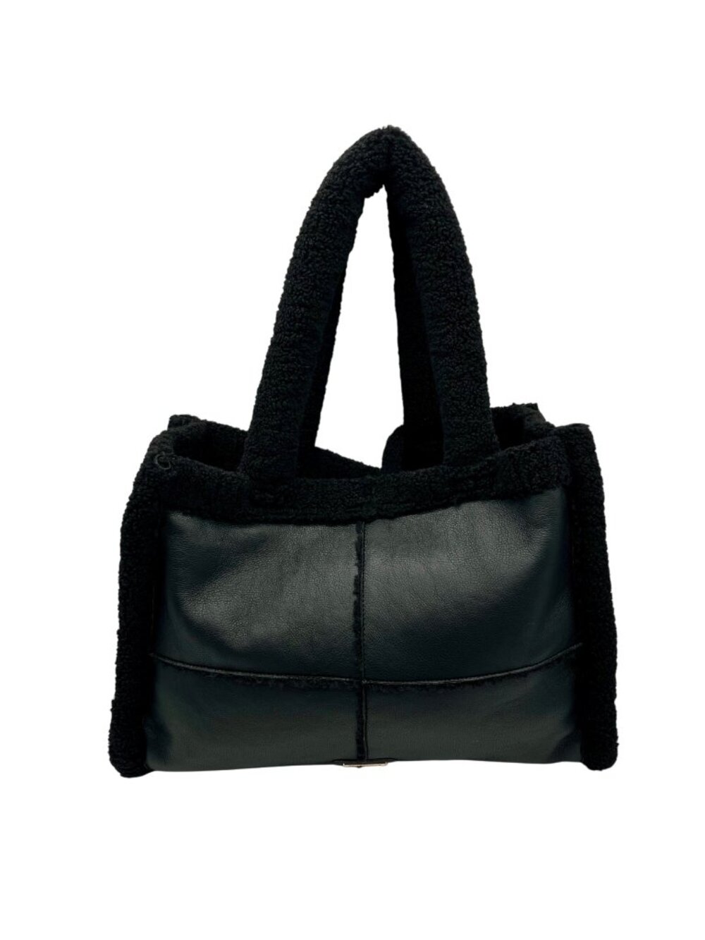 Like Dreams Black Everyday Faux Leather Sherpa Tote Bag